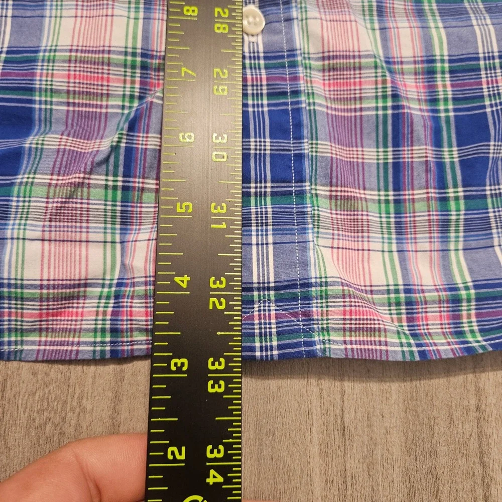 Ralph Lauren Mens 4XB Plaid Button Down Shirt Blue Pink Cotton Stretch Longsleev